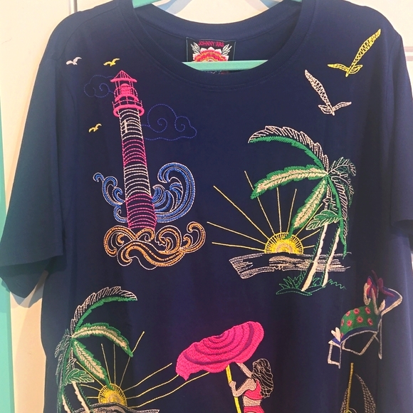 Johnny Was travel top sun mermaid palm tree Lighthouse sailboat NWT new W Tags - Picture 5 of 12